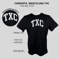 Camiseta Masculina TXC Custom Manga Curta Preto Estampado Branco Ref:19737