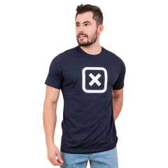 Camiseta Masculina TXC Custom Regular Manga Curta Azul Marinho Estampado Branco Ref.19742