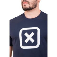 Camiseta Masculina TXC Custom Regular Manga Curta Azul Marinho Estampado Branco Ref.19742