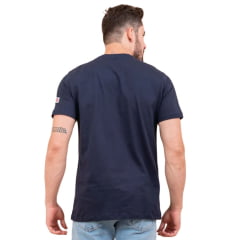 Camiseta Masculina TXC Custom Regular Manga Curta Azul Marinho Estampado Branco Ref.19742