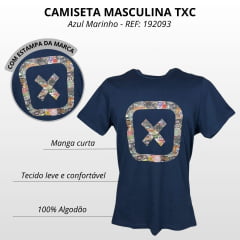 Camiseta Masculina TXC Custom Regular Manga Curta Azul Marinho Estampado REF: 192093