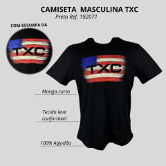 Camiseta Masculina Txc Custom Regular Manga Curta Preto Estampado Ref:192071