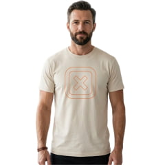 Camiseta Masculina TXC Fio 30 Manga Curta Bege Estampado Logo Laranja REF:192772