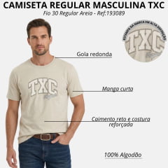 Camiseta Masculina TXC Fio 30 Regular Manga Curta Areia Logo Estampado Ref:193089