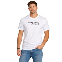 Camiseta Masculina TXC Manga Curta Branco Com Logo Bordado Em Preto Ref:192557 Camiseta Masculina TXC Manga Curta Branco Com Logo Bordado Em Preto Ref:192557