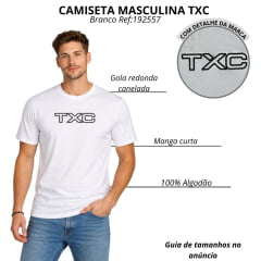 Camiseta Masculina TXC Manga Curta Branco Com Logo Bordado Em Preto Ref:192557