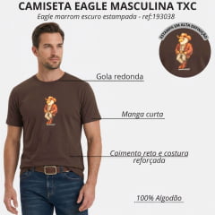 Camiseta Masculina TXC Manga Curta Fio 30 Eagle Marrom Escuro Estampada Ref:193038