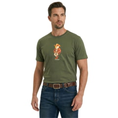 Camiseta Masculina TXC Manga Curta Fio 30 Eagle Verde Militar Estampada - Ref:193038
