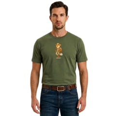 Camiseta Masculina TXC Manga Curta Fio 30 Eagle Verde Militar Estampada - Ref:193038