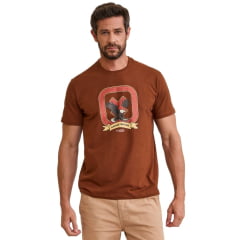 Camiseta Masculina TXC Manga Curta Fio 30 Marrom Com Logo Estampada Ref: 192740 Camiseta Masculina TXC Manga Curta Fio 30 Marrom Com Logo Estampada Ref: 192740