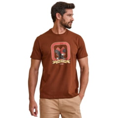 Camiseta Masculina TXC Manga Curta Fio 30 Marrom Com Logo Estampada Ref: 192740