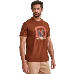 Camiseta Masculina TXC Manga Curta Fio 30 Marrom Com Logo Estampada Ref: 192740