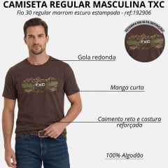 Camiseta Masculina TXC Manga Curta Fio 30 Regular Marrom Escuro Estampada Ref:192906