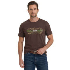 Camiseta Masculina TXC Manga Curta Fio 30 Regular Marrom Escuro Estampada Ref:192906