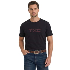 Camiseta Masculina TXC Manga Curta Fio 30 Regular Preto Logo Vermelho Ref:192900 Camiseta Masculina TXC Manga Curta Fio 30 Regular Preto Logo Vermelho Ref:192900