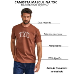 Camiseta Masculina TXC Regular Classic Fio 30 Marrom Escuro Logo Branco Ref:19737