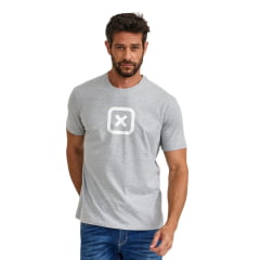Camiseta Masculina TXC Manga Curta Regular Fio 30 Mescla Médio Logo Branco Grande REF: 19742 Camiseta Masculina TXC Manga Curta Regular Fio 30 Mescla Médio Logo Branco Grande REF: 19742
