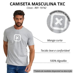 Camiseta Masculina TXC Manga Curta Regular Fio 30 Mescla Médio Logo Branco Grande REF: 19742