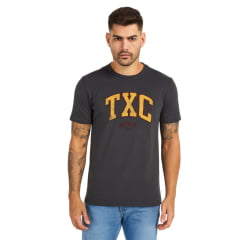 Camiseta Masculina TXC Regular Fit Classic Fio 30 Preto Logo Caramelo E Vermelho Ref: 192704 Camiseta Masculina TXC Regular Fit Classic Fio 30 Preto Logo Caramelo E Vermelho Ref: 192704