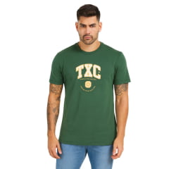 Camiseta Masculina TXC Manga Curta Regular Fit Classic Verde Militar Estampada Logo Bege Branco Ref:192725 Camiseta Masculina TXC Manga Curta Regular Fit Classic Verde Militar Estampada Logo Bege Branco Ref:192725