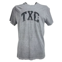 Camiseta Masculina TXC Manga Curta Regular Malha Stone Grafite Estampada Logo Ref:192528
