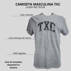 Camiseta Masculina TXC Manga Curta Regular Malha Stone Grafite Estampada Logo Ref:192528