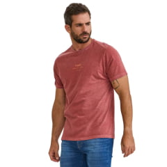 Camiseta Masculina TXC Manga Curta Regular Malha Stone Vermelho Estampada Logo Laranja Ref:192529
