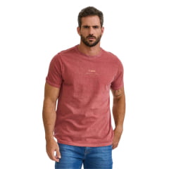 Camiseta Masculina TXC Manga Curta Regular Malha Stone Vermelho Estampada Logo Laranja Ref:192529