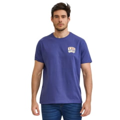 Camiseta Masculina TXC Manga Curta Regular Meia Malha Azul Marinho Estampada Logo E Baralho Ref:192483