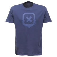 Camiseta Masculina TXC Manga Curta Regular Meia Malha Azul Marinho Estampada Ref:192590