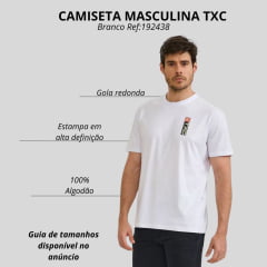 Camiseta Masculina TXC Manga Curta Regular Meia Malha Branco Estampada Logo Ref:192438