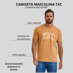Camiseta Masculina TXC Manga Curta Regular Meia Malha Caramelo Estampada Logo Em Creme Ref:192487