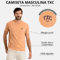 Camiseta Masculina TXC Manga Curta Regular Meia Malha Laranja Claro Estampa Ref:192614