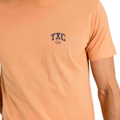 Camiseta Masculina TXC Manga Curta Regular Meia Malha Laranja Claro Estampa Ref:192614