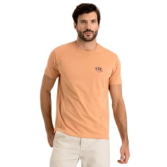 Camiseta Masculina TXC Manga Curta Regular Meia Malha Laranja Claro Estampa Ref:192614
