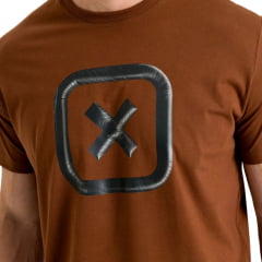 Camiseta Masculina TXC Manga Curta Regular Meia Malha Marrom Estampada Ref:192613
