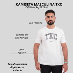Camiseta Masculina TXC Manga Curta Regular Meia Malha Off White Estampada Logo Preto Ref:192440