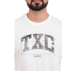 Camiseta Masculina TXC Manga Curta Regular Meia Malha Off White Estampada Logo Preto Ref:192440