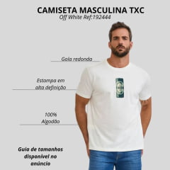 Camiseta Masculina TXC Manga Curta Regular Meia Malha Off White Estampada Logo Ref:192444