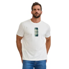 Camiseta Masculina TXC Manga Curta Regular Meia Malha Off White Estampada Logo Ref:192444