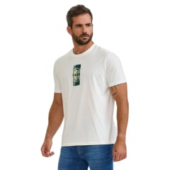 Camiseta Masculina TXC Manga Curta Regular Meia Malha Off White Estampada Logo Ref:192444