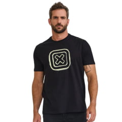 Camiseta Masculina TXC Manga Curta Regular Meia Malha Preto Estampada Logo Amarelo Ref:192411
