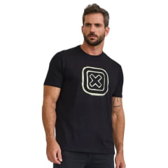 Camiseta Masculina TXC Manga Curta Regular Meia Malha Preto Estampada Logo Amarelo Ref:192411
