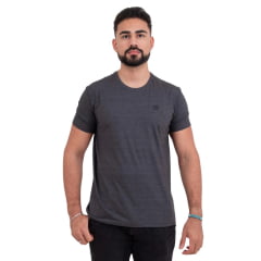 Camiseta Masculina TXC Manga Curta Regular Meia Malha Preto Mescla Com Logo Bordado Preto Ref:192524