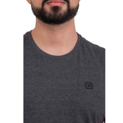 Camiseta Masculina TXC Manga Curta Regular Meia Malha Preto Mescla Com Logo Bordado Preto Ref:192524
