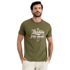 Camiseta Masculina TXC Manga Curta Regular Meia Malha Verde Militar Estampa Textili Ref:192595