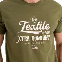 Camiseta Masculina TXC Manga Curta Regular Meia Malha Verde Militar Estampa Textili Ref:192595
