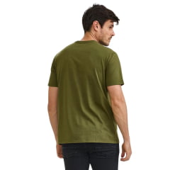 Camiseta Masculina TXC Manga Curta Regular Meia Malha Verde Militar Estampada Logo Branco Manchado Ref:192477