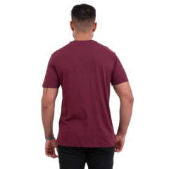 Camiseta Masculina TXC Manga Curta Regular Meia Malha Vinho Estampada Logo Verde Neon Ref:192467