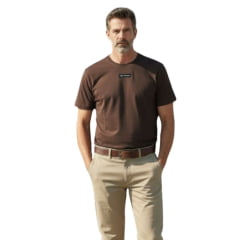 Camiseta Masculina TXC Manga Curta Regular Ram Marrom Com Logo Aplicado Ref:RAM005